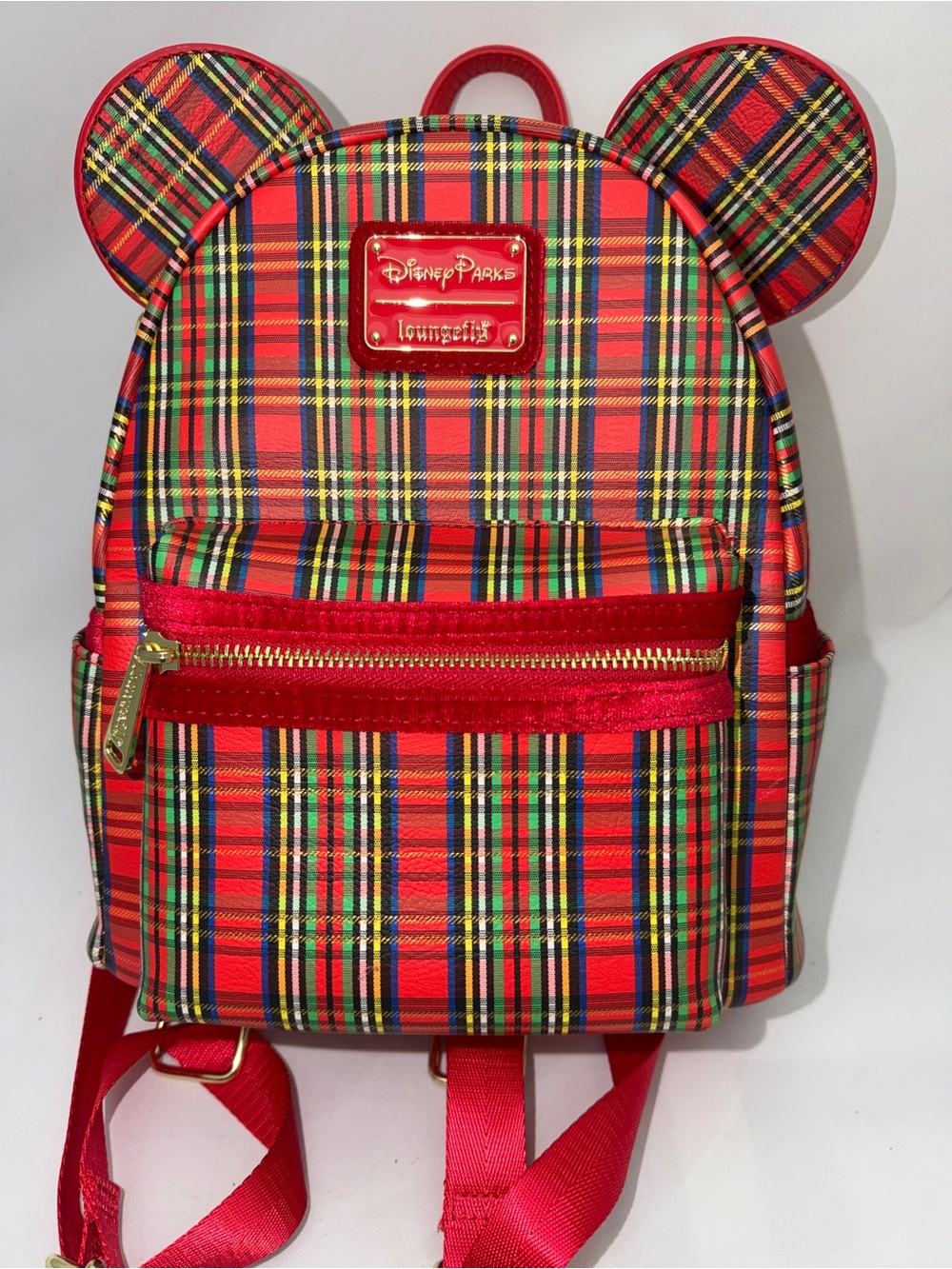 Loungefly Red Plaid Minnie Ear Mini Backpack